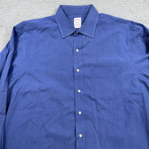 Brooks‎ Brothers Makers Shirt Mens 17-4 Blue Long Sleeve Button Down USA Cotton - Picture 3 of 8